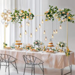 Over the Table Rod Stand with Clamps – Adjustable Metal Hanging Rod